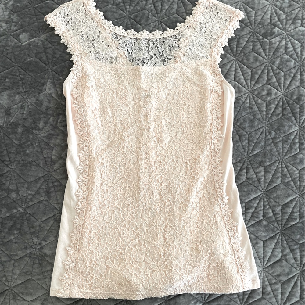 Express Lace Boho Sleeveless Blouse Peach